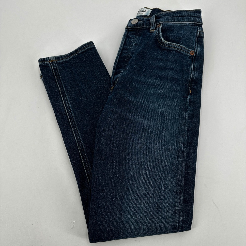 AGOLDE Nico High Rise Slim Jeans Dark Indigo Size 25 Button Fly Denim Everyday